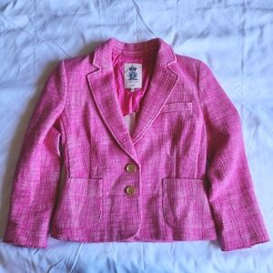 Juicy Couture Hot Pink Women's Size Petites Small Gold 2-Buttons Tweed Blazer